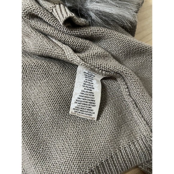 Soft Surroundings Beige‎ Faux Fur Cardigan Sweater Wool Blend Knit Sz Medium NWT - Picture 6 of 6